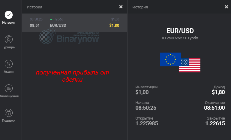 Доход с одной из сделок